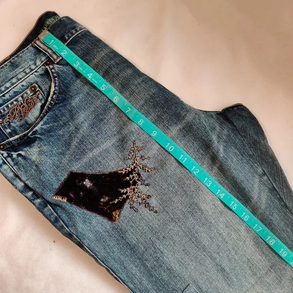 Ralph Lauren Distressed Light Blue Patchwork Jeans - Picture 12 of 14